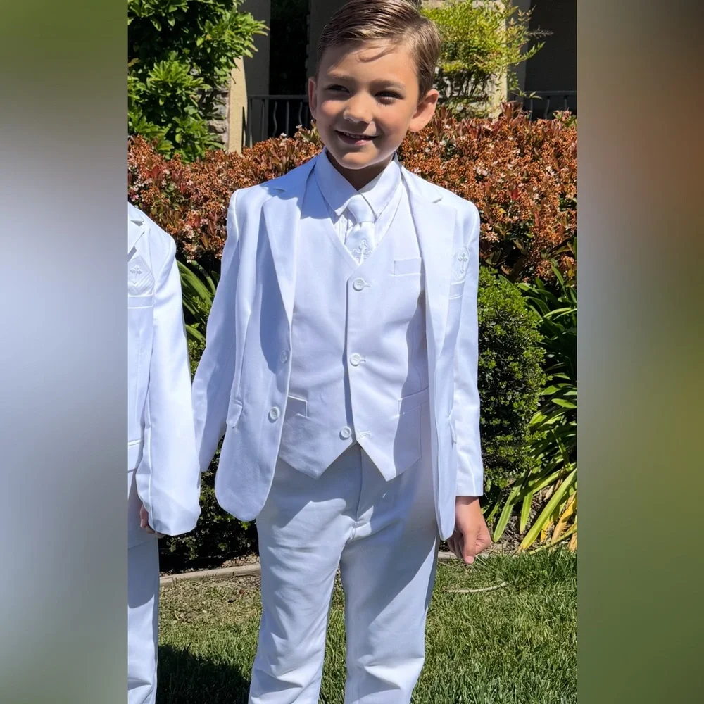 White Boys white communion baptism suit size 10 New